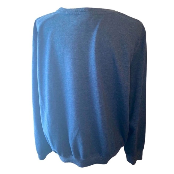 Vintage Crewneck Sweatshirt 80’s 90’s Blue Floral Embroidered Double Collar XL - Picture 2 of 3